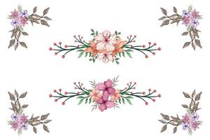 The Blooms Greenery Floral Foliage Ornament Corner Text Separator adds elegant framing text in invitations, cards vector