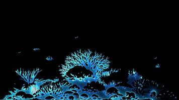 Neon frame effect, Great Barrier Reef, coral, fish, and marine life, glow, black background. video