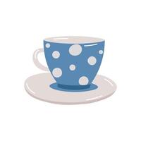 azul té taza en blanco antecedentes. azul polca punto taza. vector