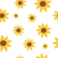 Seamless sunflower pattern. Minimalistic botanical print. illustration in flat style. Design for print, fabric, textile, wallpaper, wrapping. vector