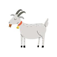 Cute goat. Goat in the hand drawn style. Farm animal. White isolated background. vector