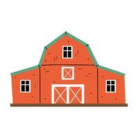 Barn. Red barn. Farm element. illustration in flat style. White isolated background. vector