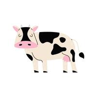 linda vaca. vaca en el mano dibujado estilo. granja animal. blanco aislado antecedentes. vector