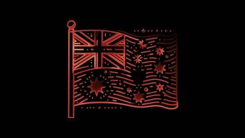 neon kader effect, vlag van Australië, gloed, zwart achtergrond. video