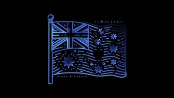 Neon frame effect, flag of Australia, glow, black background. video