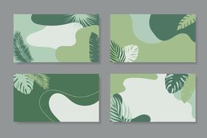 Set of tropical backgrounds. Summer concept with tropical leaves. vector