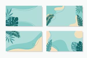 Set of summer tropical backgrounds. Summer concept with tropical leaves. vector