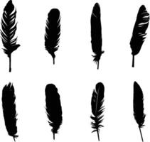 A collection of feather silhouettes for artwork compositions vector