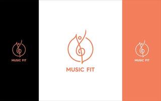Music Fitness clever logo design vector