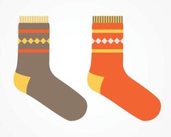 Colorful Socks With Geometric Designs Isolated on White Background vector