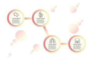 Infographic health care template for treatment and health care information presentation. geometric with organ icons and examples sentences. Modern workflow diagrams. Report plan 5 topics vector