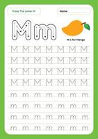 Letter M Tracing Worksheet. Writing Practice Worksheet vector