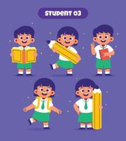 Cute Student with Various Activity at School. Back to School vector