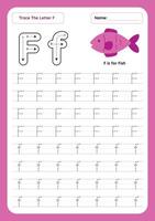 Letter F Tracing Worksheet. Writing Practice Worksheet vector