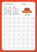 Letter H Tracing Worksheet. Writing Practice Worksheet vector