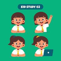 Cute Student with Various Activity at School. Back to School vector