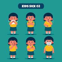 Girl Kid Sick. Various Sick and Ill vector