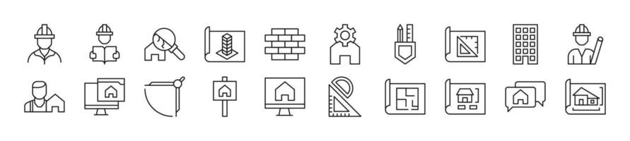 Building linear icons collection. Editable stroke. Simple linear illustration for web sites, newspapers, articles book vector