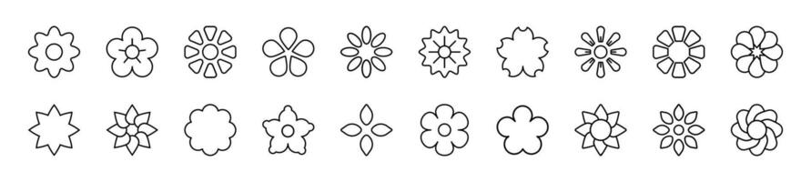 Pack of linear symbols of flower. Editable stroke. Linear symbol for web sites, newspapers, articles book vector
