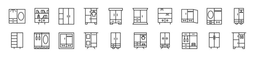 Bundle of linear symbols of furniture. Editable stroke. Linear symbol for web sites, newspapers, articles book vector