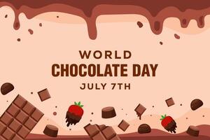 mundo chocolate día antecedentes ilustración en plano diseño vector