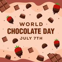 flat design world chocolate day illustration with chocolate cakes vector