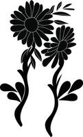 hand drawn flat design simple flower outline vector