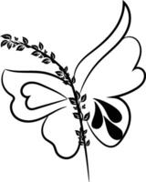 hand drawn illustration, line illustration, butterfly outline ,butterfly illustration ,continuous line vector
