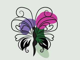 hand drawn butterfly outline set vector