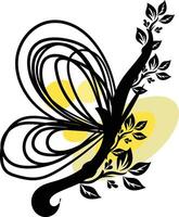a butterfly drawing with a butterfly on the side of it vector