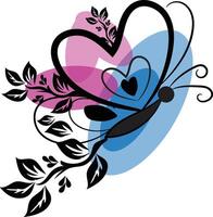 a butterfly drawing with a butterfly on the side of it vector
