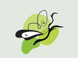 a butterfly drawing with a butterfly on the side of it vector