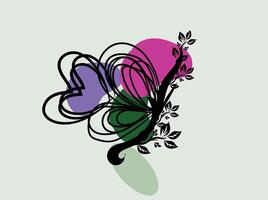 a butterfly drawing with a butterfly on the side of it vector