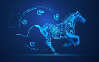 concepto de electrónico vehículo tecnología, gráfico de caballo conjunto con electrónico modelo vector