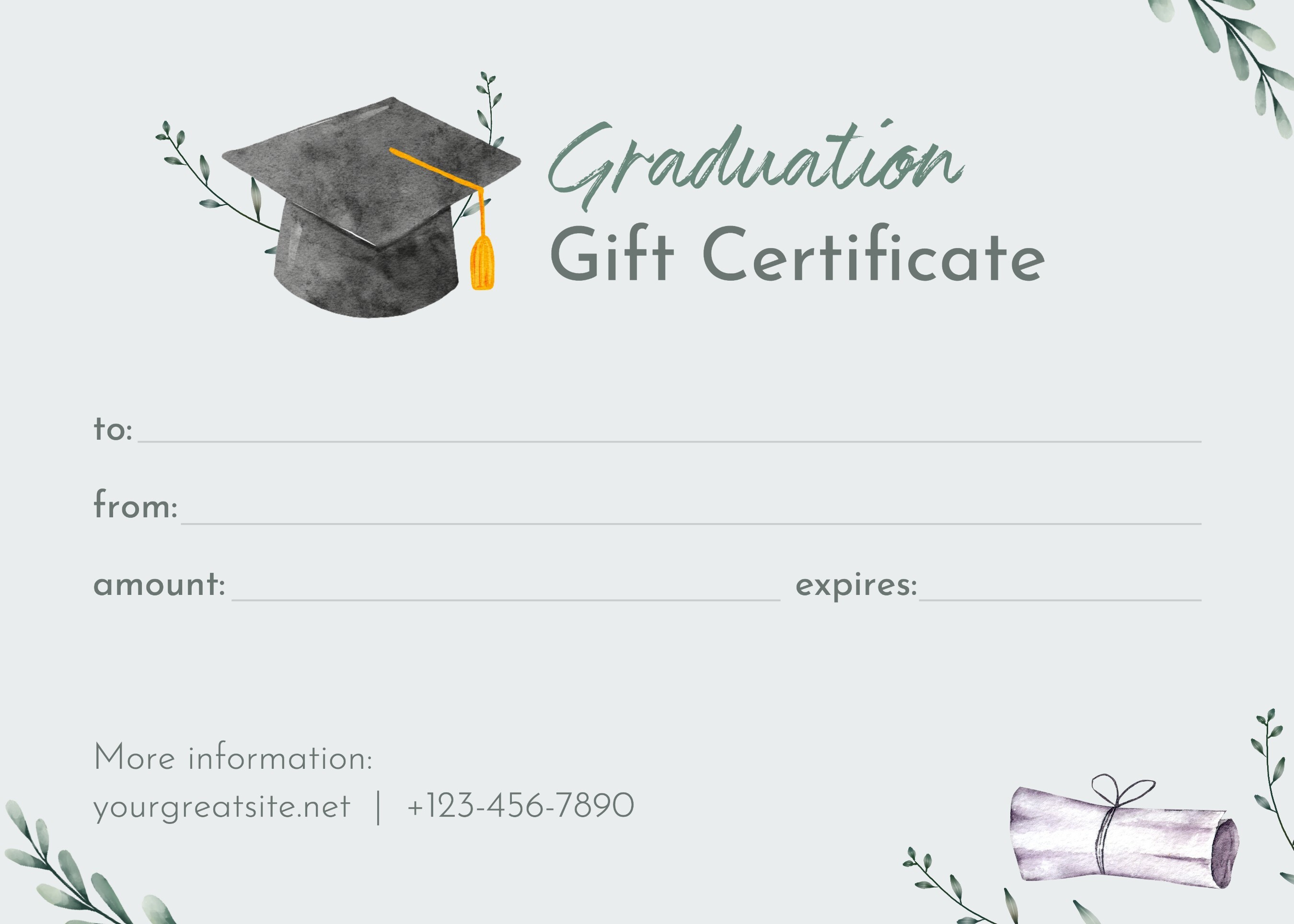 Graduation gift certificate