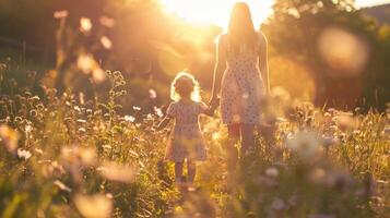 Silhouette of young woman holding hand of her inner child living in her mind. Therapy and Psychology photo