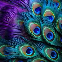 colored peacock feathers photo