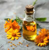 Essential oil of calendula flower photo