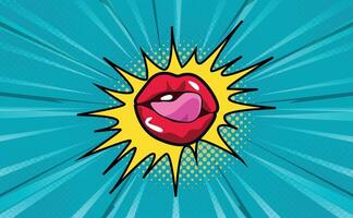 Blue Background Comic with Lips vector