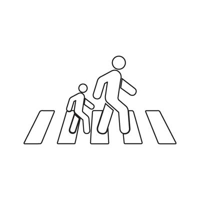 Human road crossing line icon