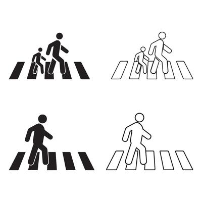 Human road crossing line icon