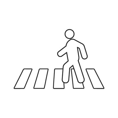 Human road crossing line icon