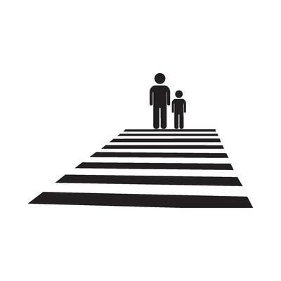 Human road crossing line icon
