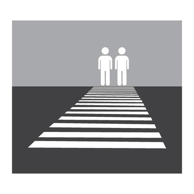 Human road crossing line icon