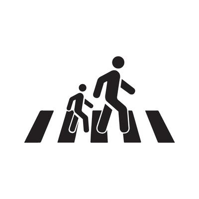 Human road crossing line icon