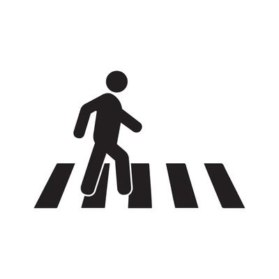 Human road crossing line icon