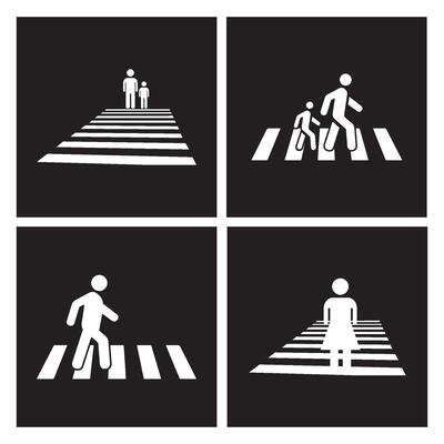 Human road crossing line icon
