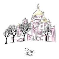 sketch of Sacre Coeur in Paris, France vector