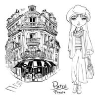 fashion girl in Paris vector