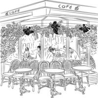 sketch of the Parisian cafe vector